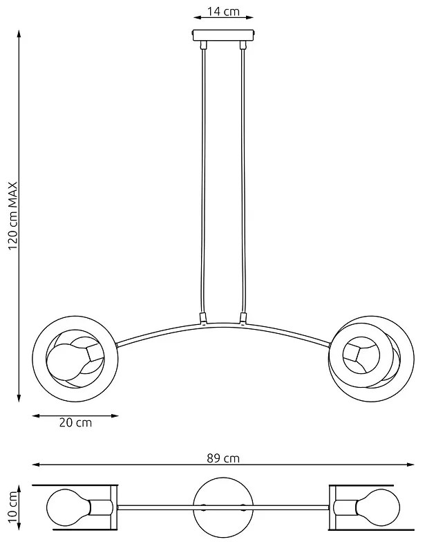 Czarna nowoczesna lampa wisząca - 6X D155 N0-R03