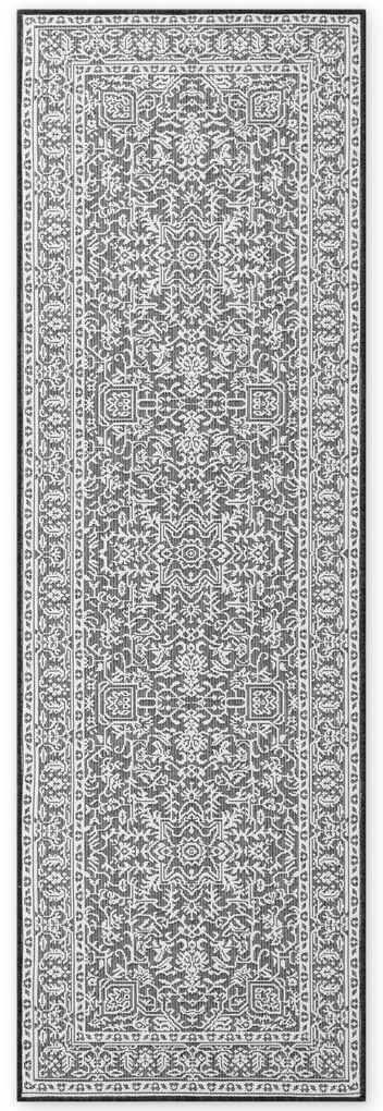 Dywan zewnętrzny dwustronny Duet czarno-kremowy 80 cm x 250 cm