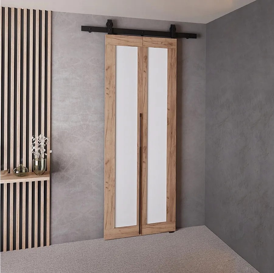 Drzwi Przesuwne QUDIO M1 Dąb Craft Złoty + Biały 60