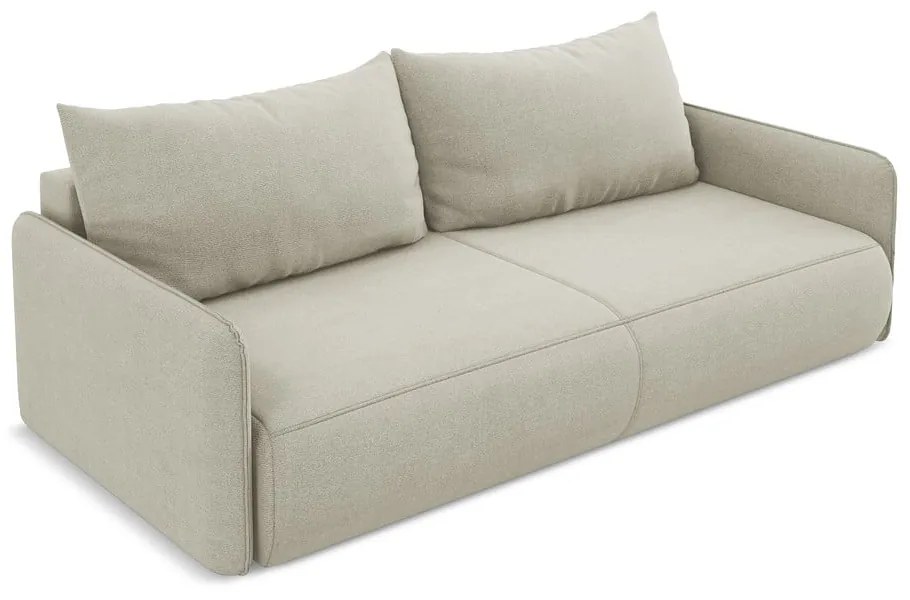 Kremowa rozkładana/ze schowkiem sofa 216 cm Nanea – Makamii