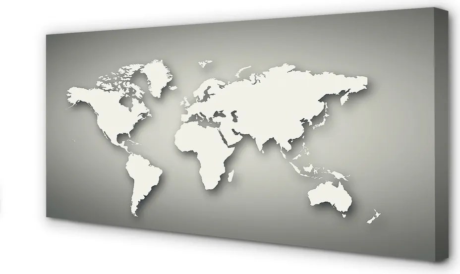 Obraz na płótnie Biała Mapa na Szarym Tle