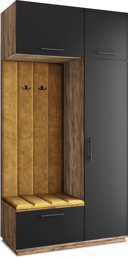 Masseno Garderoba REMA 120/240/60 cm Nowoczesna Szafa do Przedpokoju Dąb lefkas, MONOLITH 48 (Żółty)