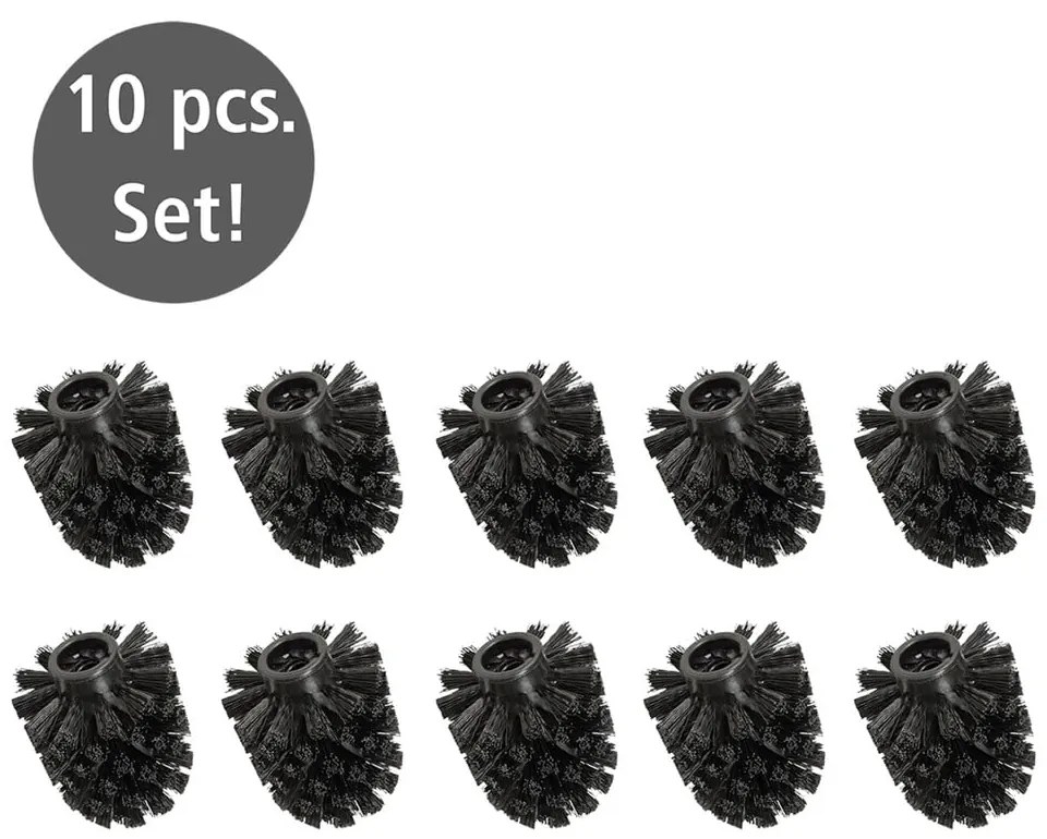Czarne plastikowe zapasowe końcówki do szczotki WC zestaw 10 szt. Ø8cm – Wenko