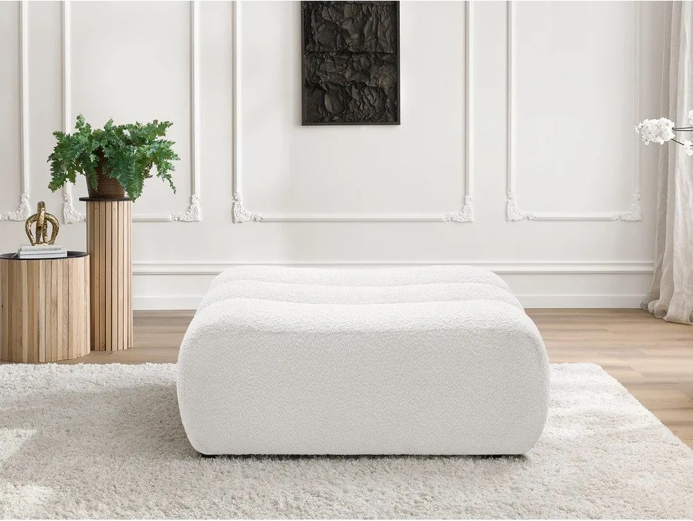 Biały podnóżek z materiału bouclé Azra – Bobochic Paris