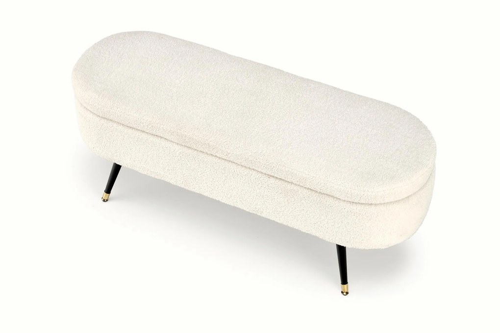 AVEIRO ŁAWKA Z FUNKCJĄ POJEMNIKA PUFA KREMOWA BOUCLE BARANEK