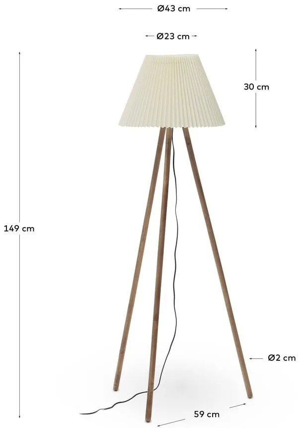 Naturalna lampa stojąca z tekstylnym kloszem (wysokość 149 cm) Benicarlo – Kave Home