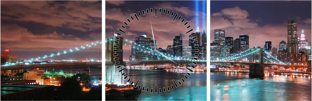 Obraz - Nowy Jork, Manhattan (z zegarem) (90x30 cm)