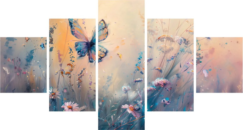 Obraz - Łąka z motylem II (125x70 cm)