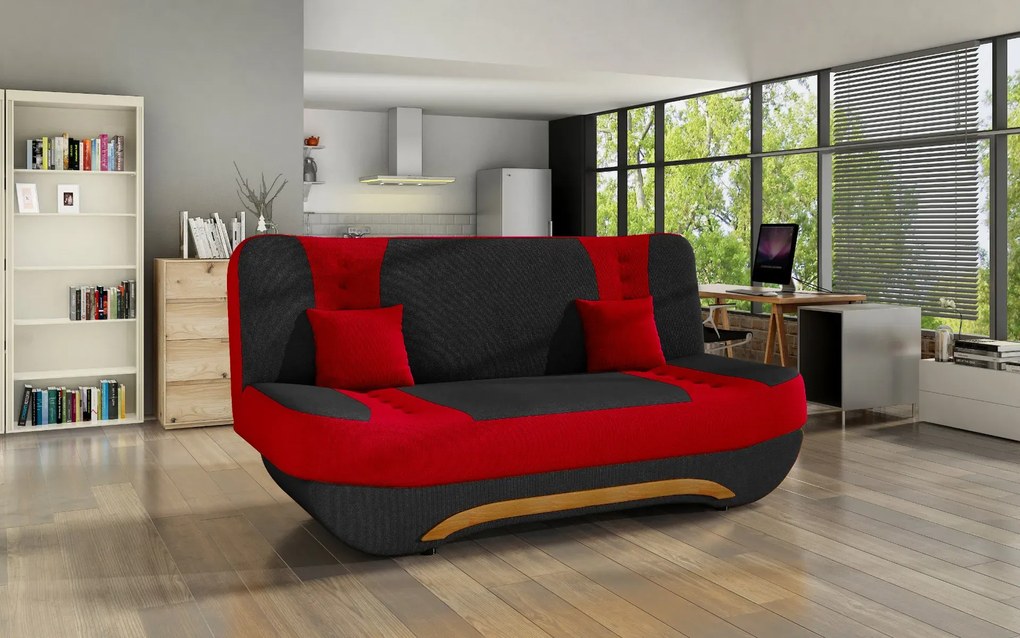 Sofa rozkładana z funkcją spania EWA II czarna/czerwona ELTAP