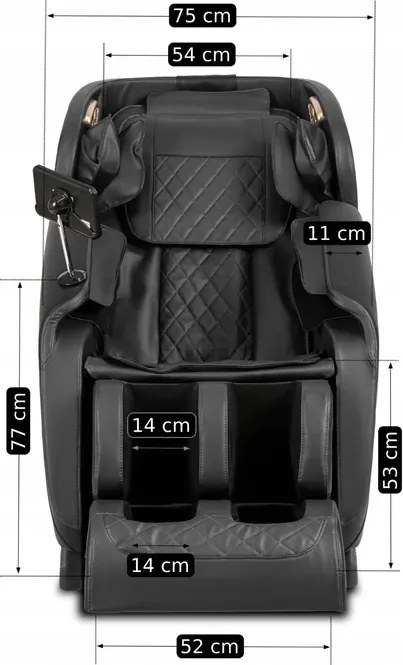 Fotel Masujący VX MAX Wypoczynkowy Relaksacyjny Czarny Ekoskóra Loft