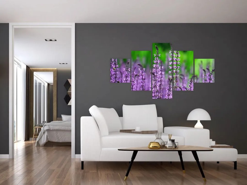 Obraz fioletowych kwiatów polnych (125x70 cm)