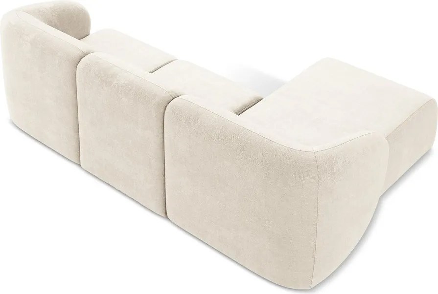 Beżowy narożnik z tkaniny szenilowej (lewostronny/z szezlongiem) Lani – Makamii