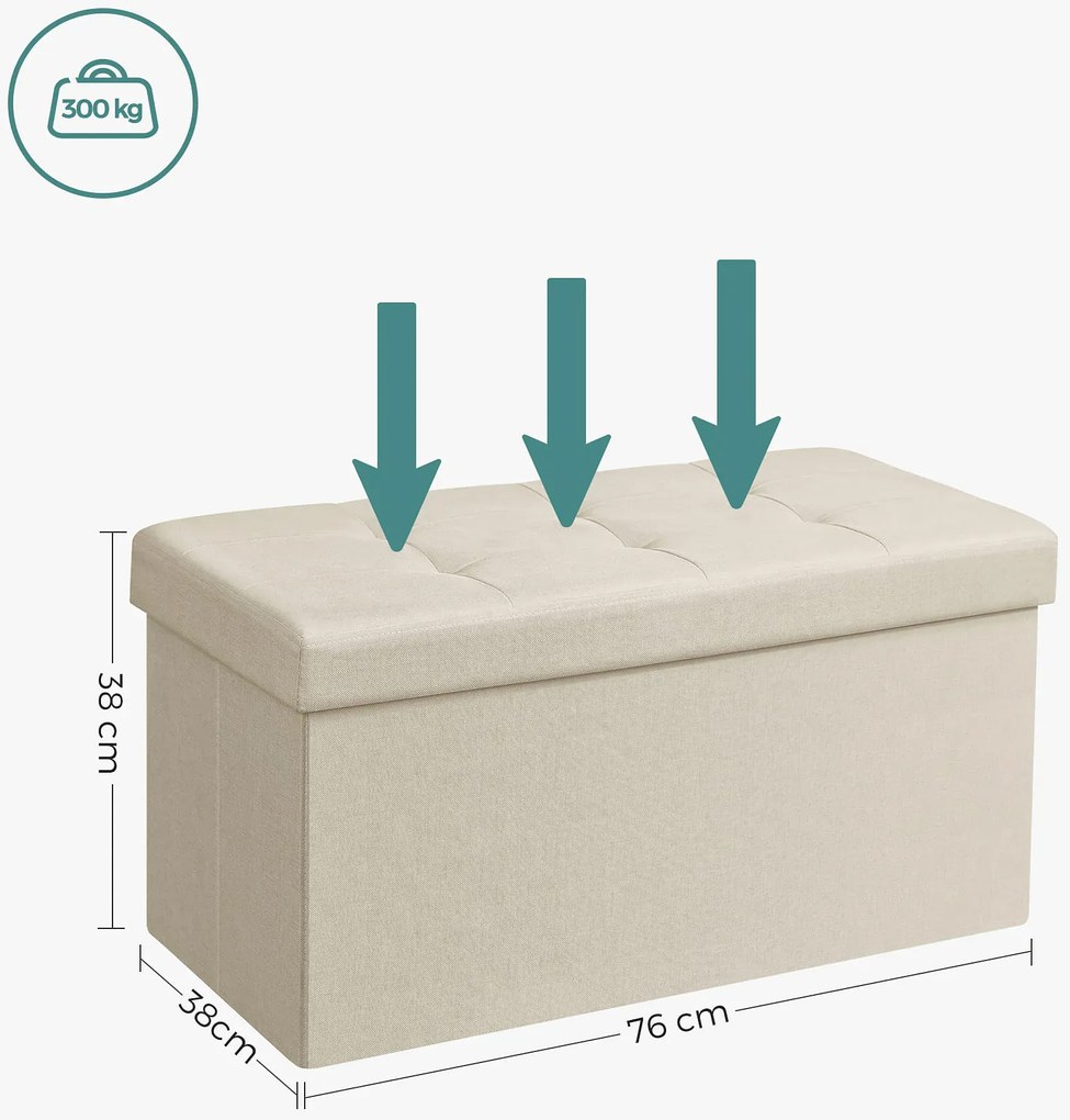 Beżowa prostokątna pufa ze schowkiem M9-K16