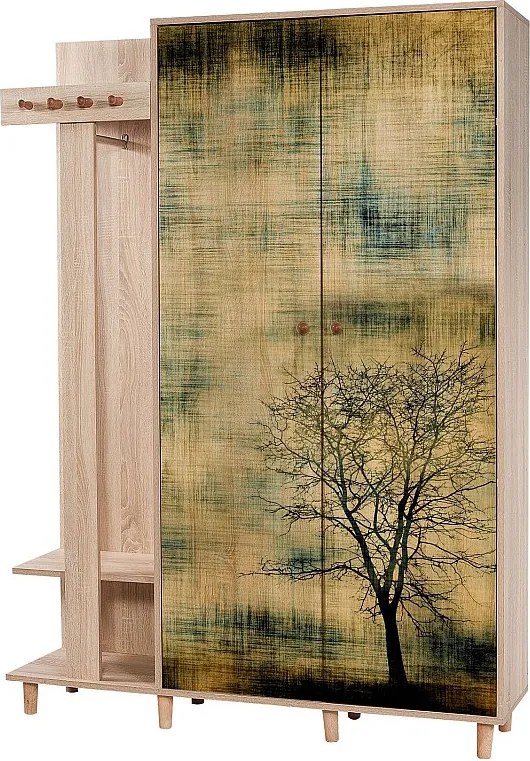 Komoda z melaminy – 135 x 194 x 36 cm – dąb Sonoma