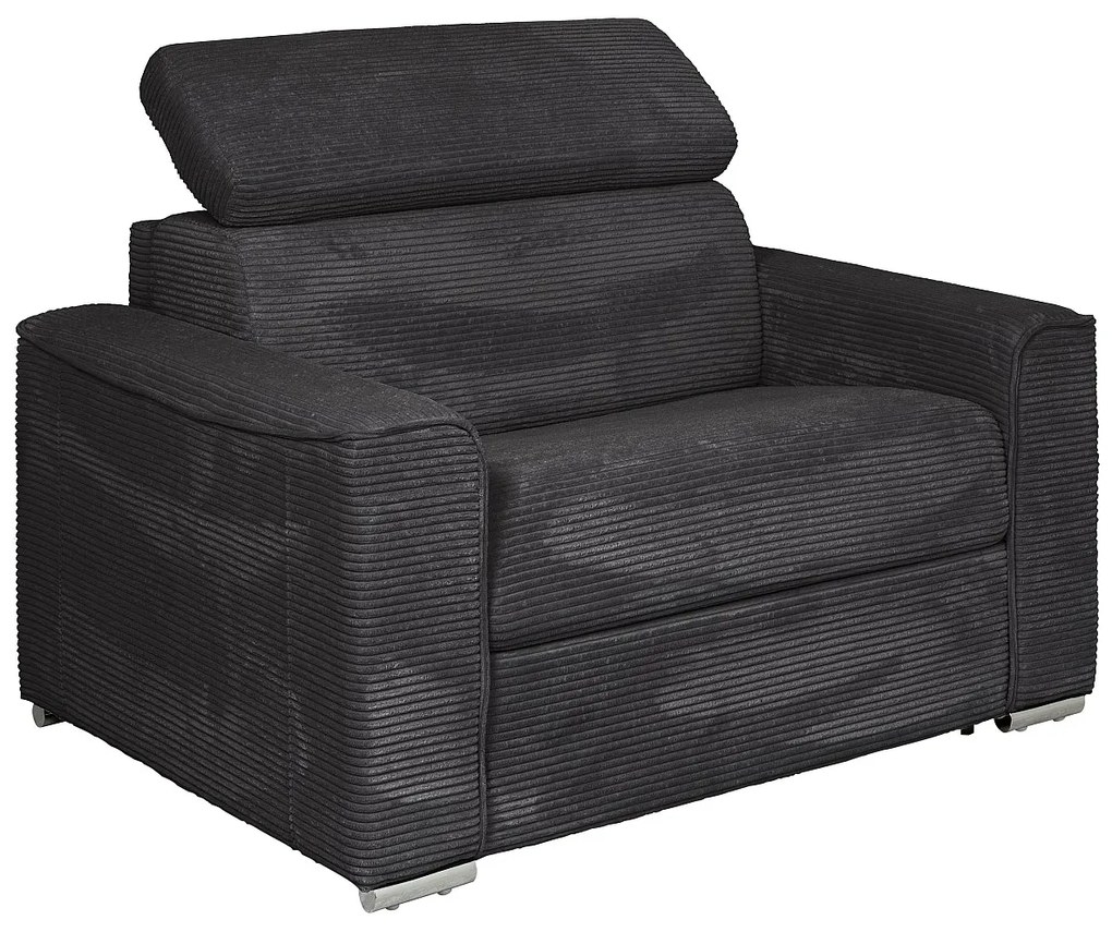 Fotel rozkładany z szarego weluru - pow. spania 70 cm - Materac 14 cm - VIZIR