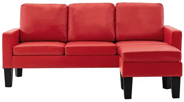 3-osobowa sofa z ekoskóry z podnóżkiem czerwona - Lencor 4Q