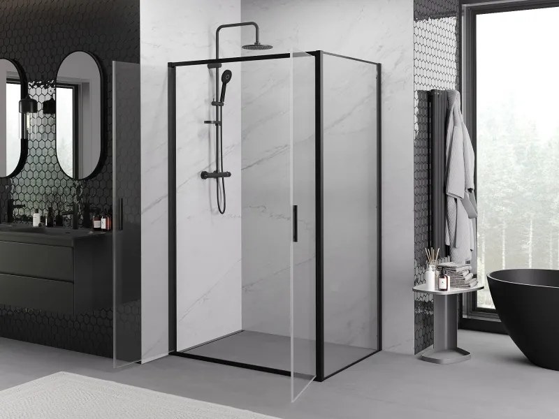 Mexen Exo kabina prysznicowa uchylna 100 x 80 cm, transparent, czarna - 814-100-080-70-00