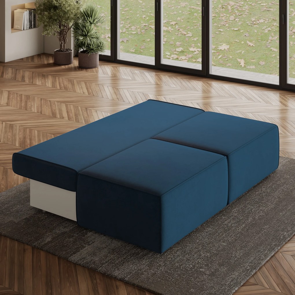 Masseno Narożnik VARNA z funkcją spania i pojemnikiem na pościel Narozniki L, Rozkładana sofa - Niebieski, MONOLITH 77