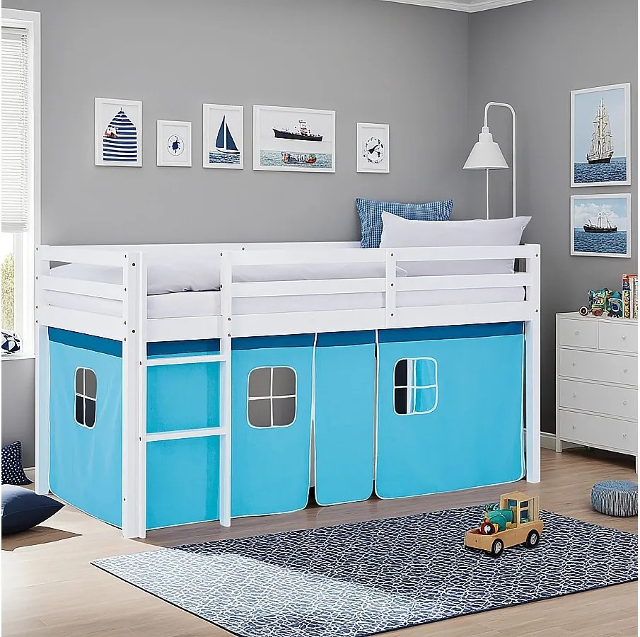 Łóżko piętrowe 90x200 cm Niebieskie Łóżko wysokie