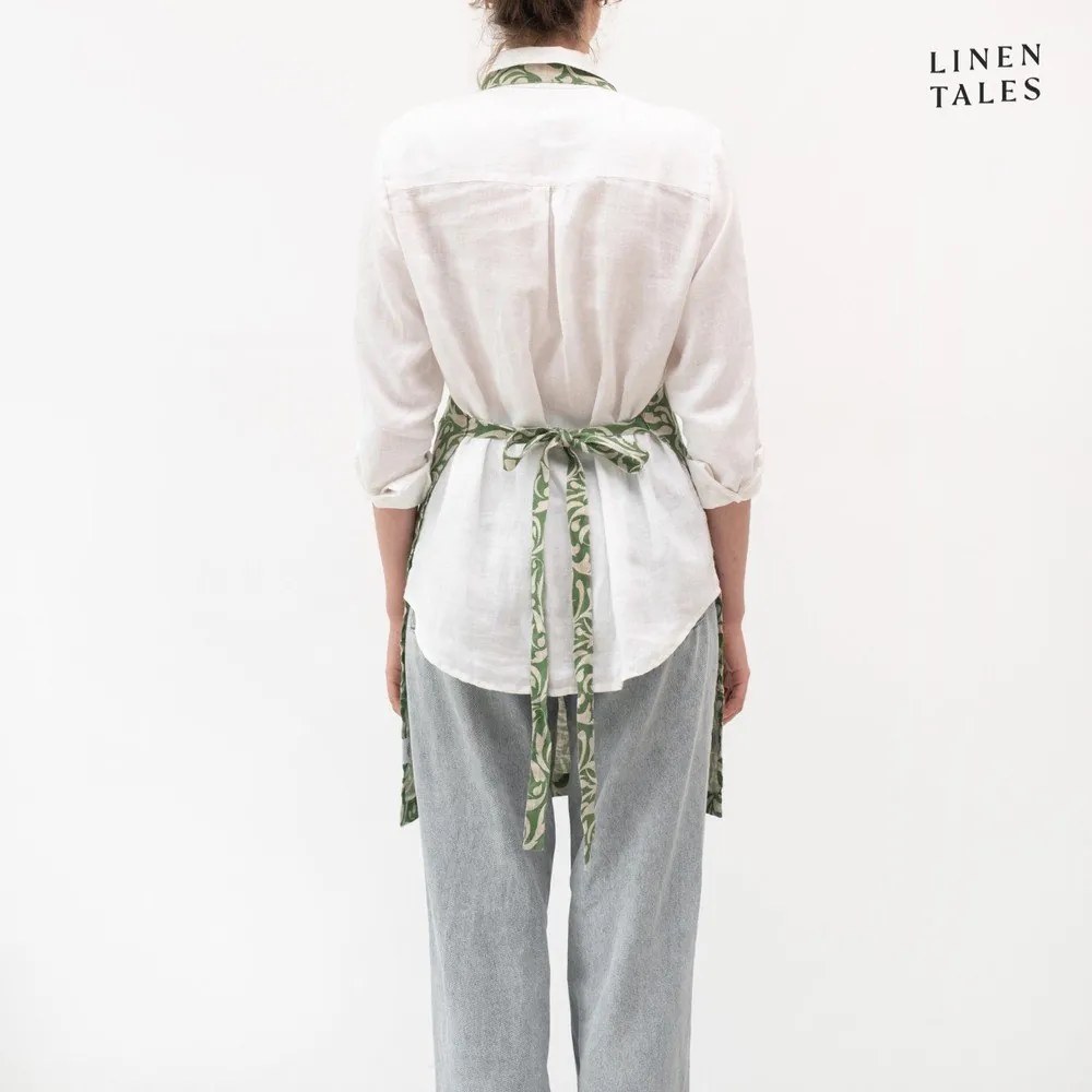 Lniany fartuch Evergreen Damask – Linen Tales