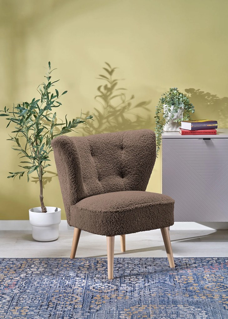 MOCCA fotel wypoczynkowy, c.brązowy SVEN TEDDY nowoczesny boho drewno