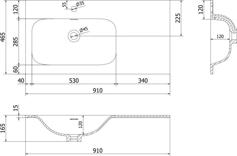 Mexen Rivel szafka łazienkowa 90 cm z umywalką Vela lewą, 2S, 1D, ryflowana, biała mat - 91A23-09047-3-BBFFF01-W23L01