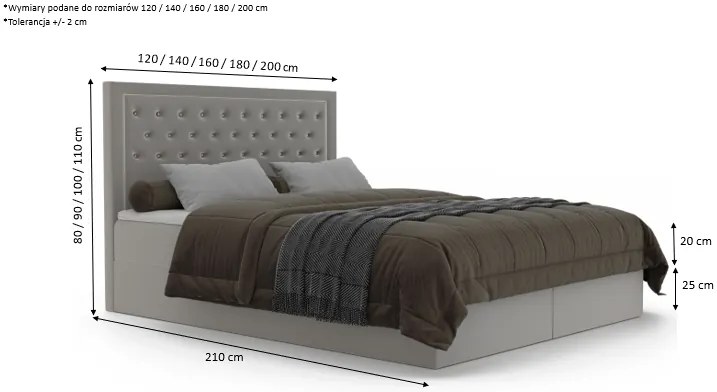 Łóżko kontynentalne KIRA 2 - 120x200