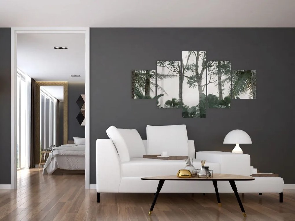 Obraz - dżungla w porannej mgle (125x70 cm)