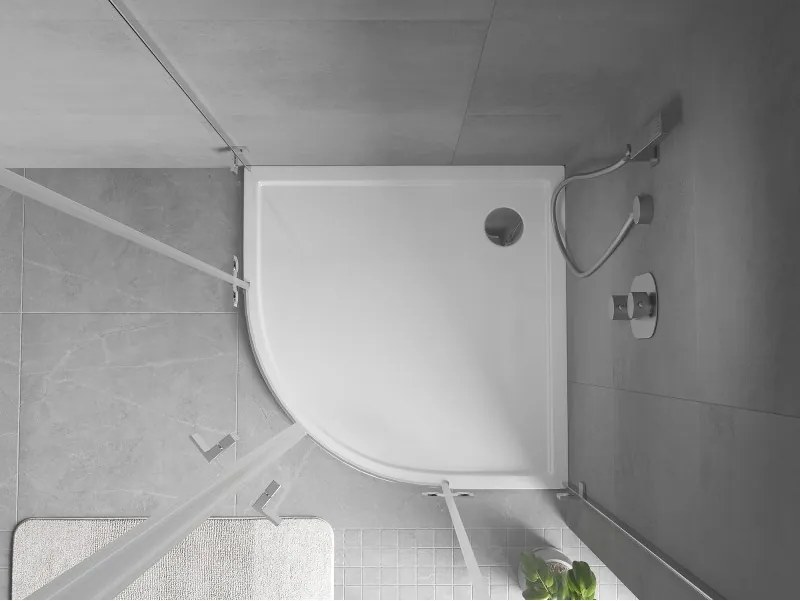 Mexen Flow brodzik półokrągły slim 100 x 100 cm, biały połysk - 46Q101010