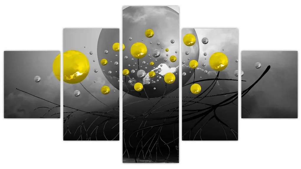 Obraz - żółte abstrakcyjne kule (125x70 cm)