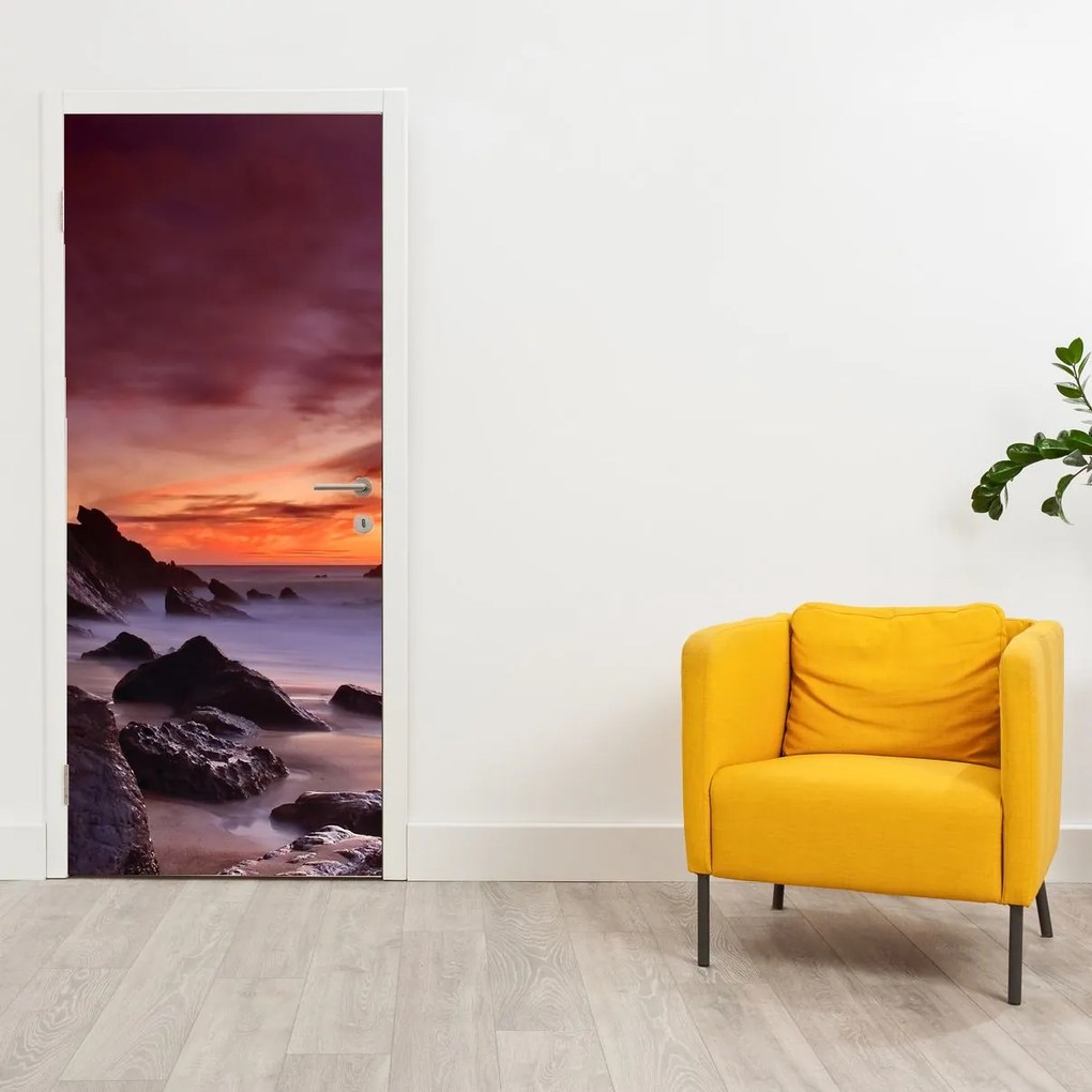 Fototapeta na drzwi - Zachód Słońca na wybrzeżu (95x205cm)