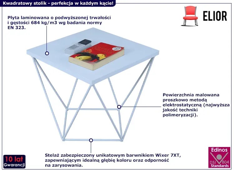 Biały druciany stolik kawowy - Mokita 5X