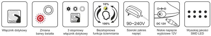 Czarna dotykowa lampka LED na biurko - A681-Abla