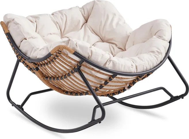 Fotel Bujany Ogrodowy ELTON na Płozach Beżowy Nowoczesny