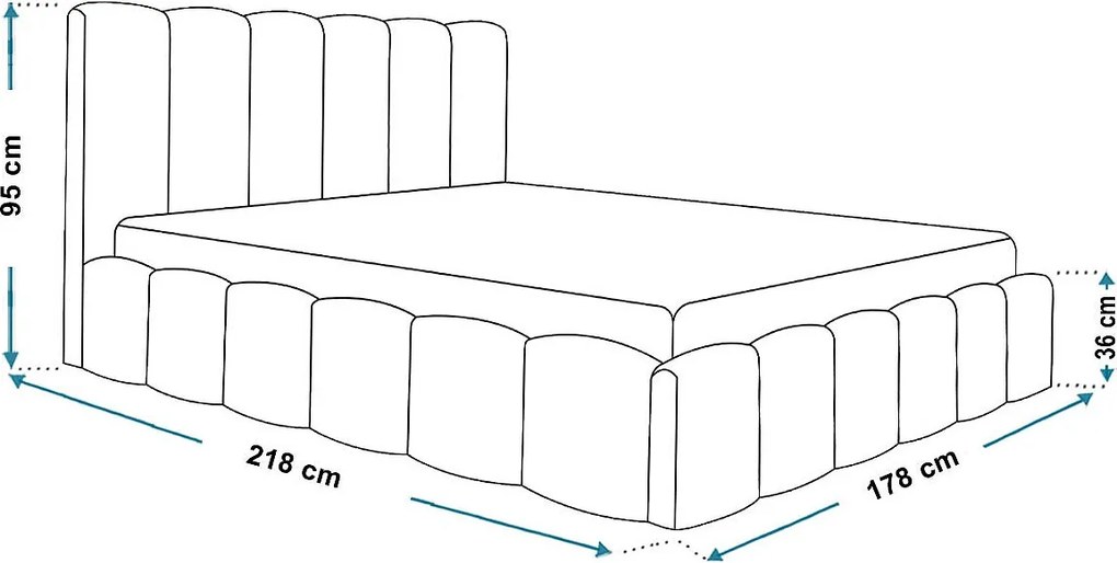 Łóżko dwuosobowe 160x200 Palermo - pojemnik i stelaż metalowy, tkanina boucle, kremowy (Anthology 1)