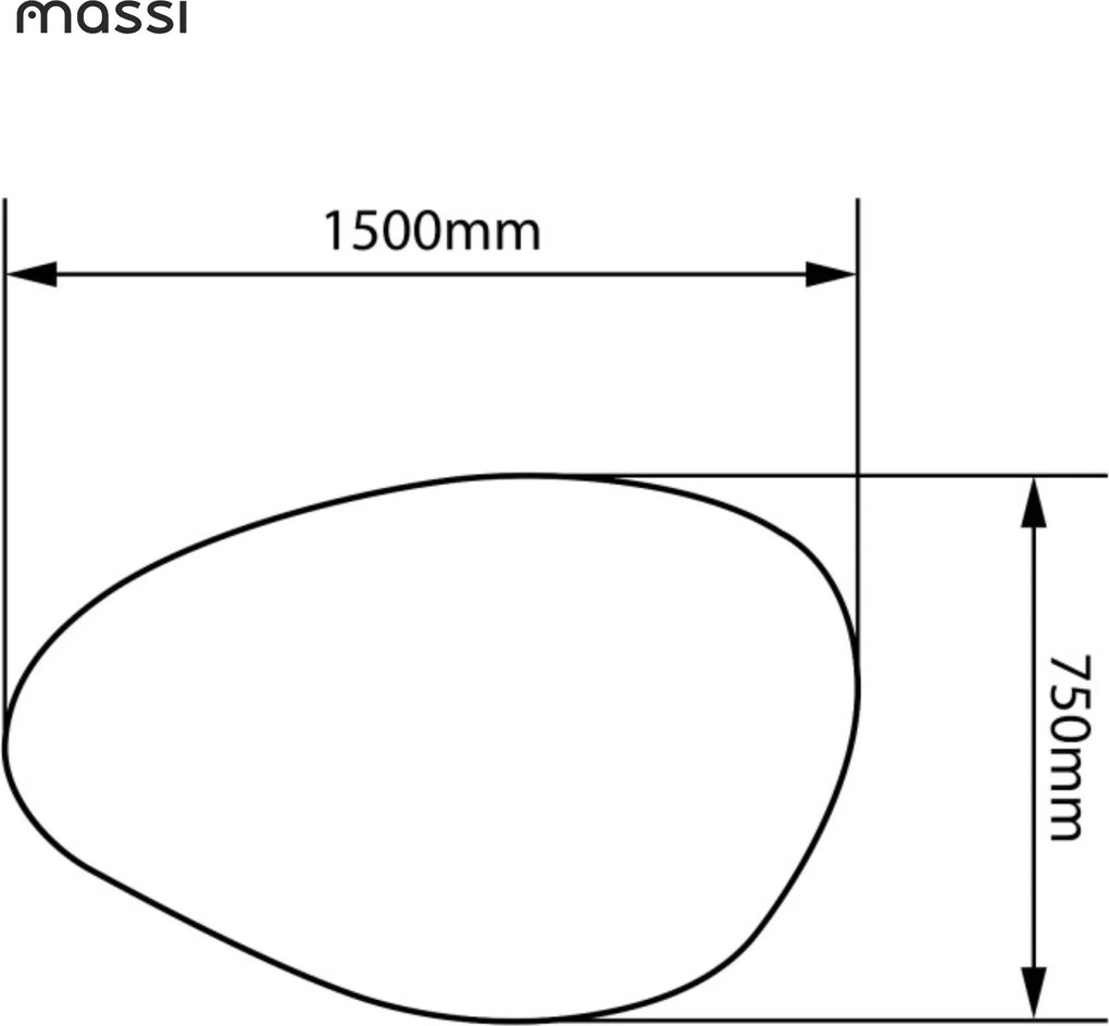 Lustro o nieregularnym kształcie oszlifowane bez ramy podświetlane MISTRAL LED | Różne rozmiary : Kolor tafli szkła - Grafit, Rozmiar - 150 x 75 cm