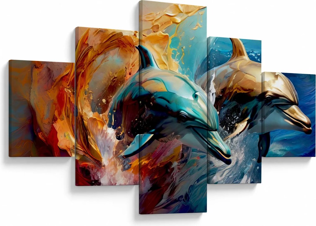 Obraz - Malowanie delfinów (125x70 cm)