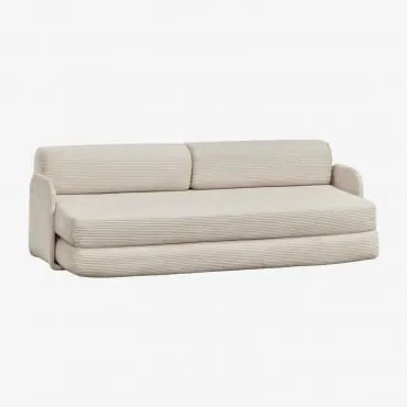 Sofa Rozkładana Dwuosobowa Z Weluru Pakowana Próżniowo Kyoto Sztruks Beż Lniany - Sklum