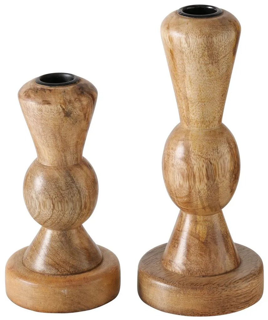 Drewniany świecznik, KESSA, 16 - 20,5 cm, 2 sztuki