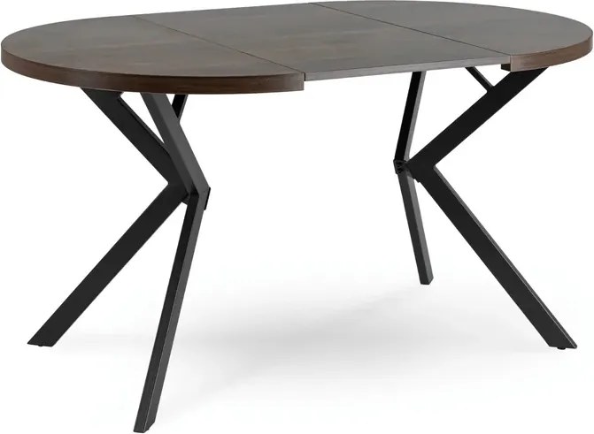 Stół Okrągły Rozkładany LUGO 90-190 cm Orzech/Czarny Loft