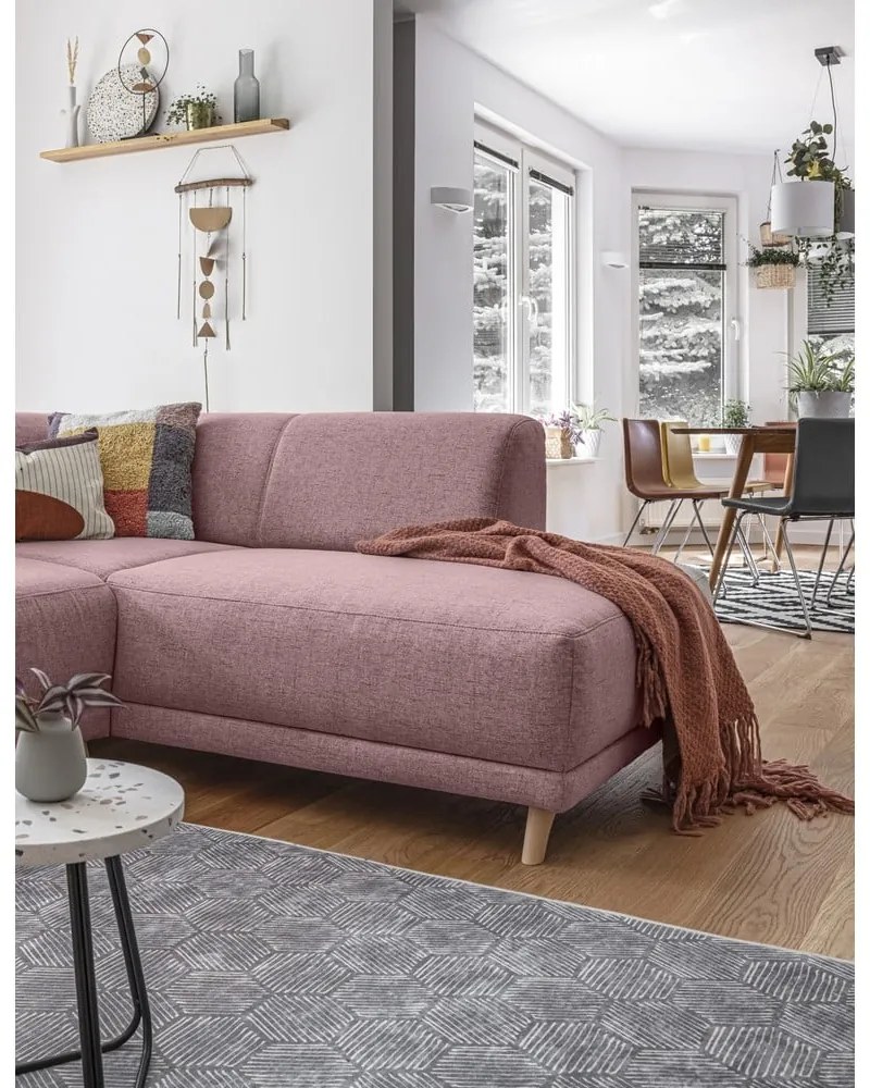 Różowy rozkładany/ze schowkiem narożnik (prawostronny/w kształcie litery L) Classy Sophie – Miuform