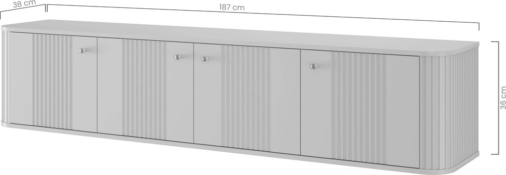 Szafka RTV wisząca Vesper 4D 187 cm - kaszmir / orzech / złote uchwyty