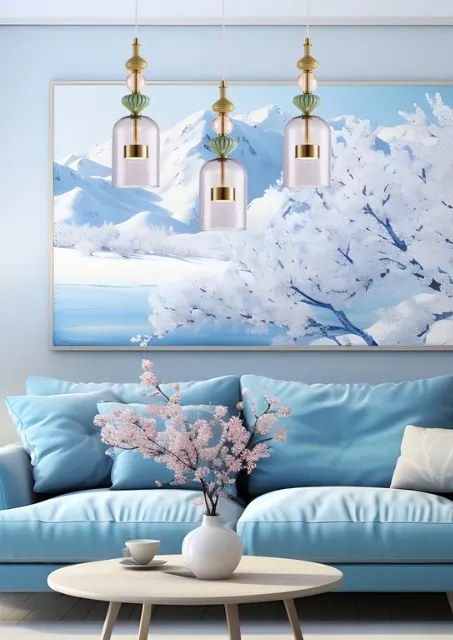 Nowoczesny żyrandol z kolorowym szkłem - K396 M6-H52