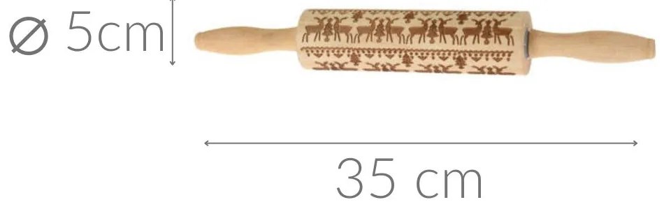Wałek do ciasta ze wzorkiem, drewniany, Ø 5 cm