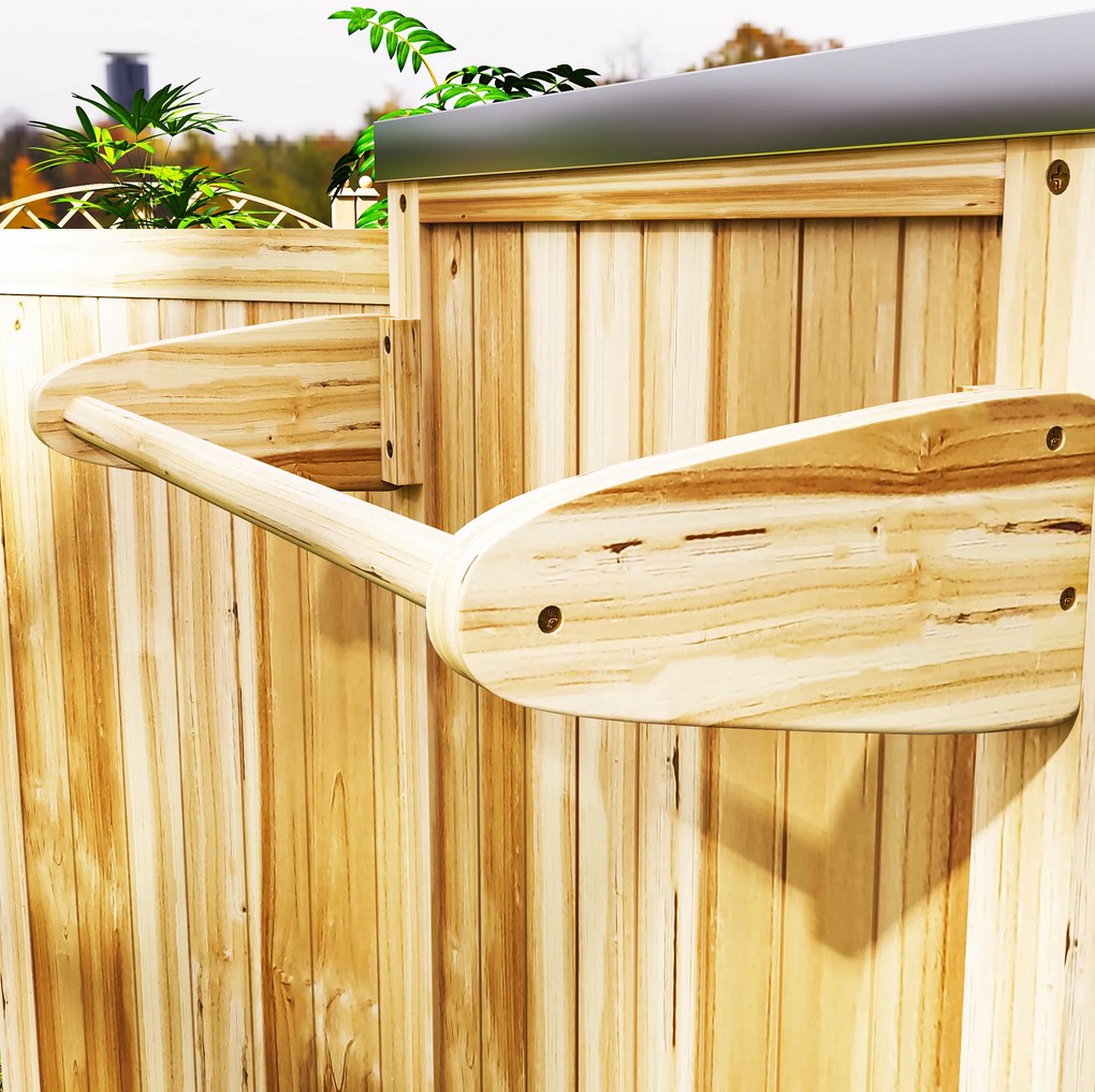 Outsunny Wyspa kuchenna na zewnątrz, Wózek grillowy ze szafką i półkami, Kuchenny wózek z drewna i stali nierdzewnej, na kółkach, Drewno naturalne