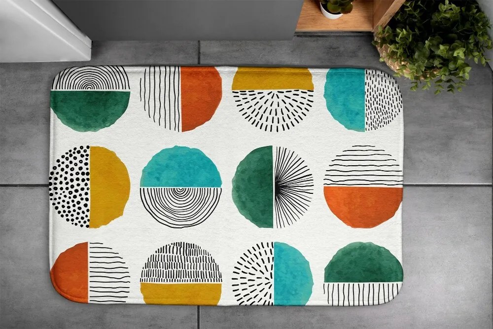 Dywanik antypoślizgowy do łazienki Dywanik antypoślizgowy do łazienki Kółka Linie