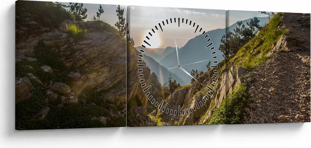 Obraz - Góra Olimp (z zegarem) (90x30 cm)