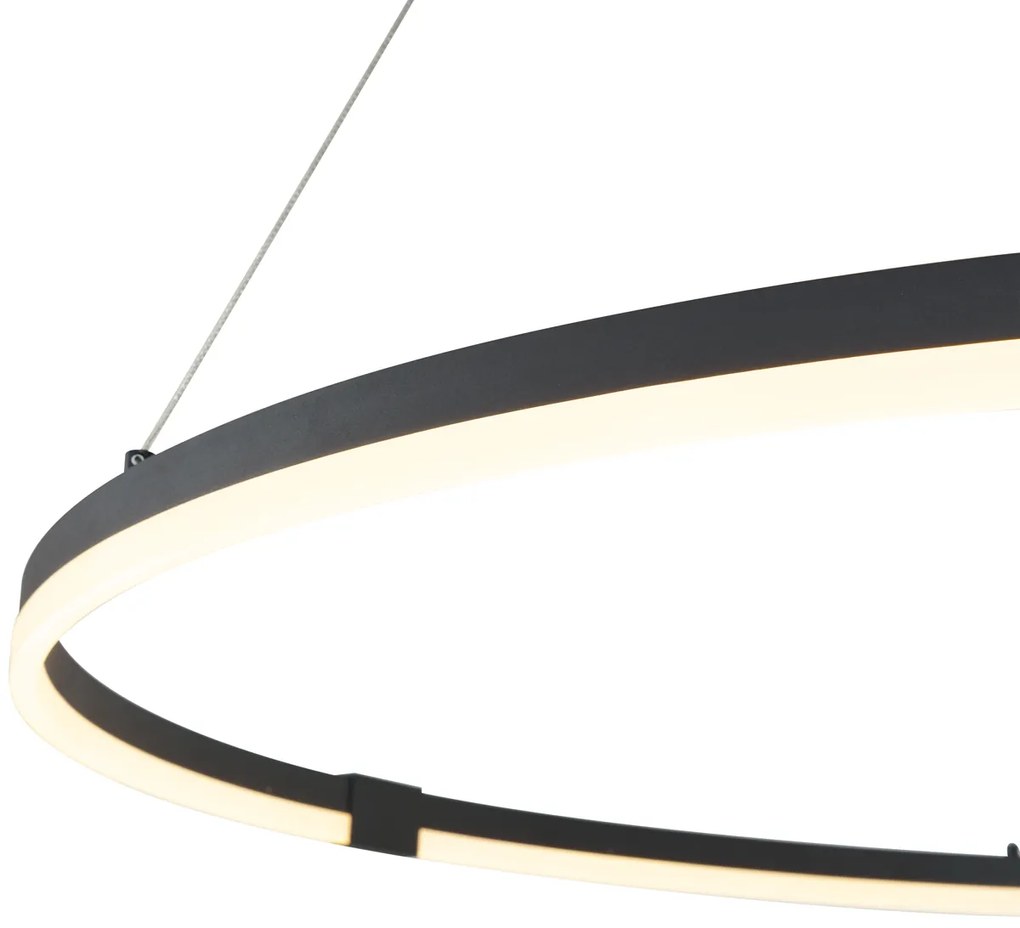 Designerska lampa wisząca czarna 120 cm z LED z 3-stopniową regulacją ściemniania - Anello