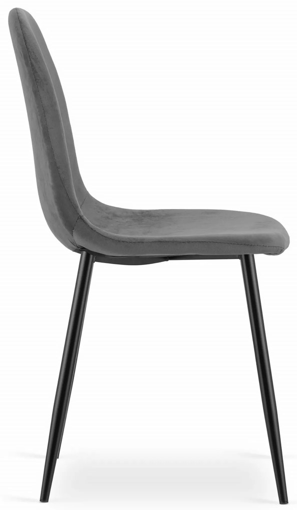 PROMOCJA Ciemnoszare krzesło aksamitne COMO z czarnymi nogami II jakość