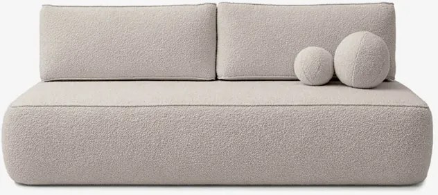 Sofa z Funkcją Spania ARVETO Kremowa Boucle Nowoczesna